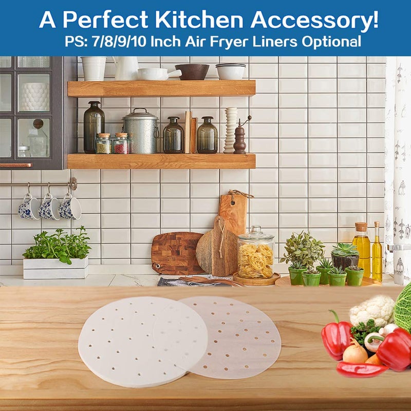 YQL 7 Inch Air Fryer Liner,200PCS Parchment Paper for Air Fryer Precut Perforated Parchment Paper Steaming Paper for Steaming Basket and More - Image 5